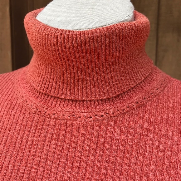 Vintage 90s Coral Pink Ribbed Knit Sweater Top L - Picture 7 of 11